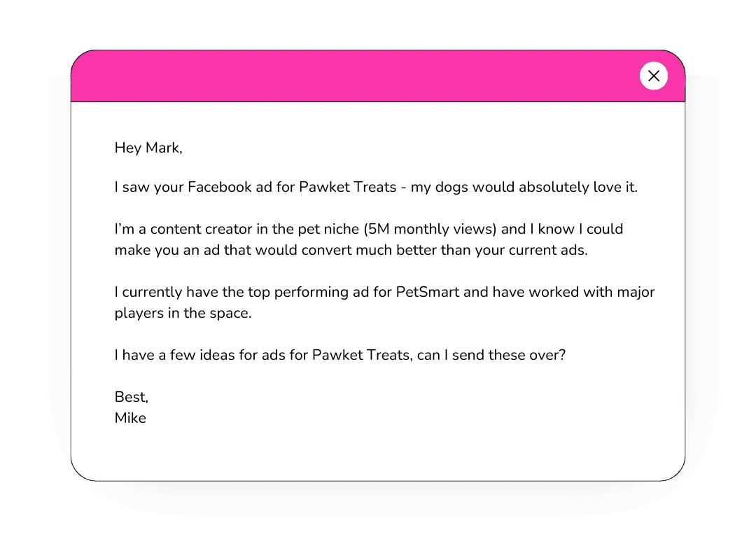 UGC Pitch template from Brands Meet Creators